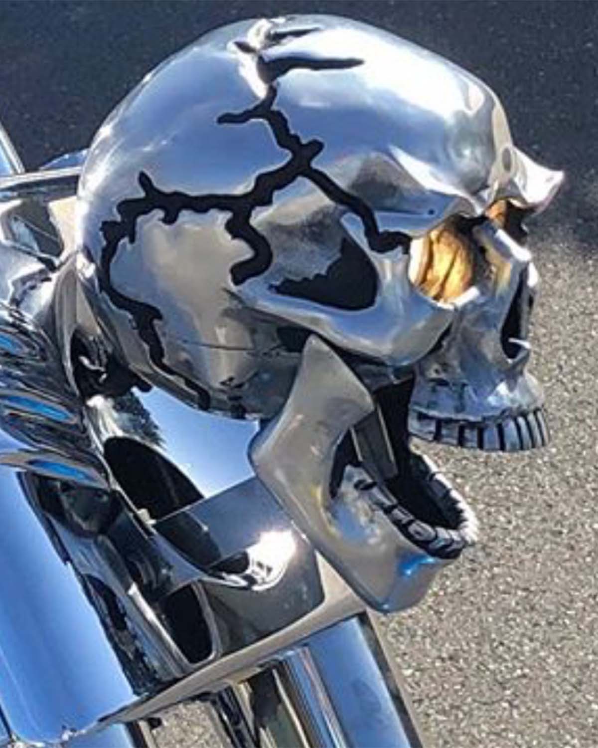 Retro Metal Chrome Skull Headlight Motorcycle Skull Front Head Light Universal Handmade LED Motorcycle Skull Lamp Skull Headlight at The Real Headlight 